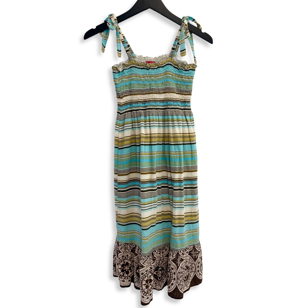 Mossimo Dress Girls Large Blue Green Striped Boho Festival Hippie Sundress